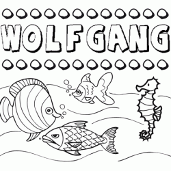 Dibujos de los nombres. Nombre Wolfgang para pintar, colorear e imprimir