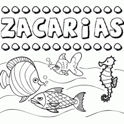 Dibujos de los nombres. Nombre Zacarías para pintar, colorear e imprimir
