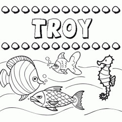 Dibujos de los nombres. Nombre Troy para pintar, colorear e imprimir