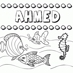 Dibujos de los nombres. Nombre Ahmed para pintar, colorear e imprimir