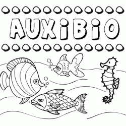 Dibujos de los nombres. Nombre Auxibio para pintar, colorear e imprimir