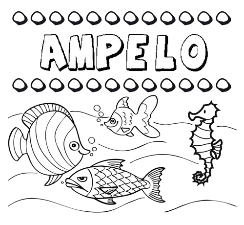 Dibujos de los nombres. Nombre Ampelo para pintar, colorear e imprimir