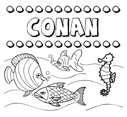 Dibujos de los nombres. Nombre Conan para pintar, colorear e imprimir