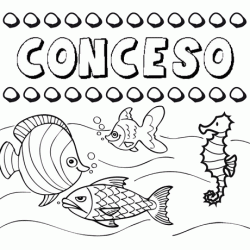 Dibujos de los nombres. Nombre Conceso para pintar, colorear e imprimir