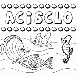 Dibujos de los nombres. Nombre Acisclo para pintar, colorear e imprimir