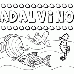Dibujos de los nombres. Nombre Adalvino para pintar, colorear e imprimir