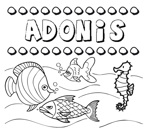 Dibujos de los nombres. Nombre Adonis para pintar, colorear e imprimir