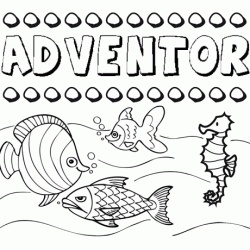 Dibujos de los nombres. Nombre Adventor para pintar, colorear e imprimir