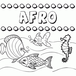 Dibujos de los nombres. Nombre Afro para pintar, colorear e imprimir