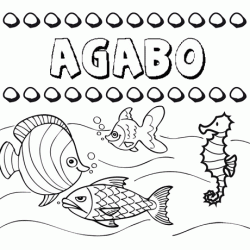 Dibujos de los nombres. Nombre Agabo para pintar, colorear e imprimir