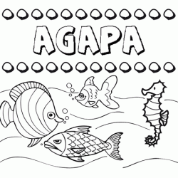 Dibujos de los nombres. Nombre Ágapa para pintar, colorear e imprimir