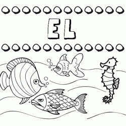 Dibujos de los nombres. Nombre El para pintar, colorear e imprimir