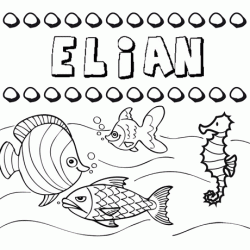 Dibujos de los nombres. Nombre Elián para pintar, colorear e imprimir