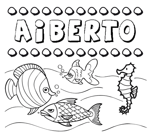 Dibujos de los nombres. Nombre Aiberto para pintar, colorear e imprimir