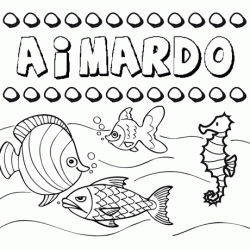 Dibujos de los nombres. Nombre Aimardo para pintar, colorear e imprimir