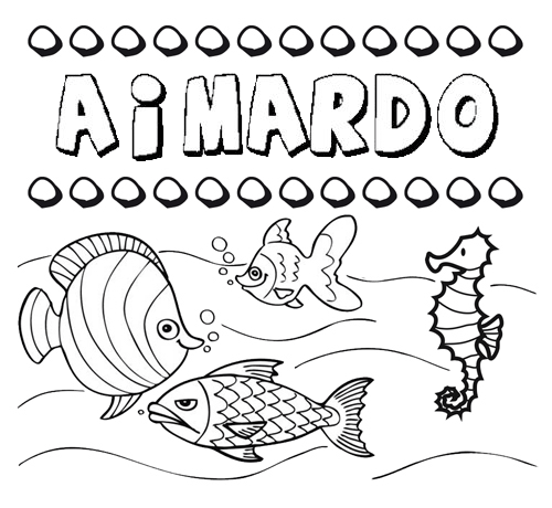 Dibujos de los nombres. Nombre Aimardo para pintar, colorear e imprimir