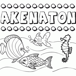 Dibujos de los nombres. Nombre Akenatón para pintar, colorear e imprimir