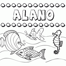 Dibujos de los nombres. Nombre Alano para pintar, colorear e imprimir