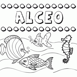 Dibujos de los nombres. Nombre Alceo para pintar, colorear e imprimir