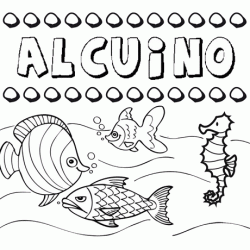 Dibujos de los nombres. Nombre Alcuino para pintar, colorear e imprimir