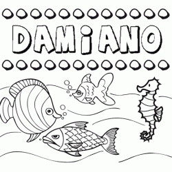 Dibujos de los nombres. Nombre Damiano para pintar, colorear e imprimir