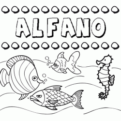 Dibujos de los nombres. Nombre Alfano para pintar, colorear e imprimir