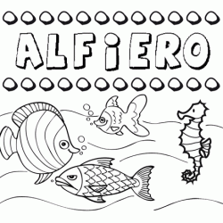 Dibujos de los nombres. Nombre Alfiero para pintar, colorear e imprimir