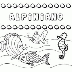 Dibujos de los nombres. Nombre Alpiniano para pintar, colorear e imprimir