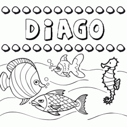 Dibujos de los nombres. Nombre Diago para pintar, colorear e imprimir