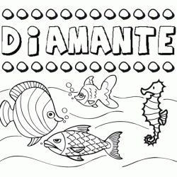 Dibujos de los nombres. Nombre Diamante para pintar, colorear e imprimir