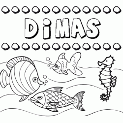 Dibujos de los nombres. Nombre Dimas para pintar, colorear e imprimir