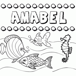 Dibujos de los nombres. Nombre Amabel para pintar, colorear e imprimir