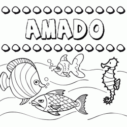 Dibujos de los nombres. Nombre Amado para pintar, colorear e imprimir