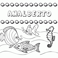 Dibujos de los nombres. Nombre Amalberto para pintar, colorear e imprimir