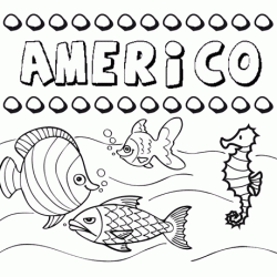 Dibujos de los nombres. Nombre Américo para pintar, colorear e imprimir