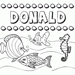 Dibujos de los nombres. Nombre Donald para pintar, colorear e imprimir