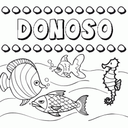 Dibujos de los nombres. Nombre Donoso para pintar, colorear e imprimir