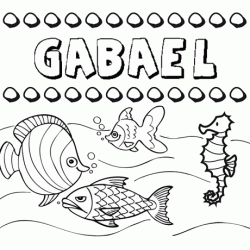 Dibujos de los nombres. Nombre Gabael para pintar, colorear e imprimir
