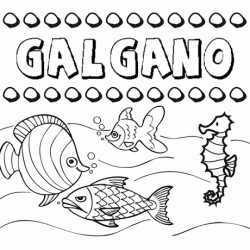 Dibujos de los nombres. Nombre Galgano para pintar, colorear e imprimir