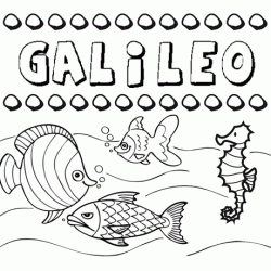 Dibujos de los nombres. Nombre Galileo para pintar, colorear e imprimir