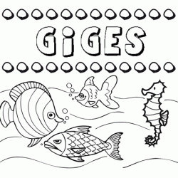 Dibujos de los nombres. Nombre Giges para pintar, colorear e imprimir