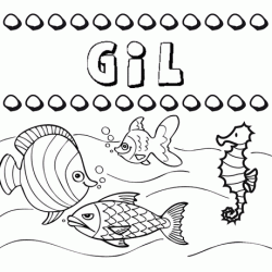 Dibujos de los nombres. Nombre Gil para pintar, colorear e imprimir