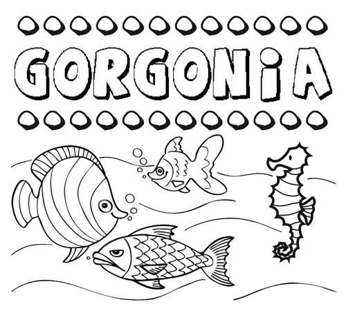 Dibujos de los nombres. Nombre Gorgonia para pintar, colorear e imprimir