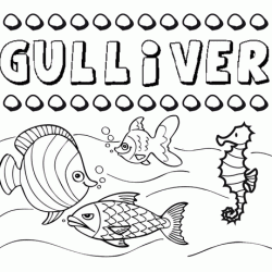 Dibujos de los nombres. Nombre Gulliver para pintar, colorear e imprimir