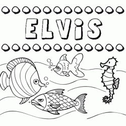 Dibujos de los nombres. Nombre Elvis para pintar, colorear e imprimir