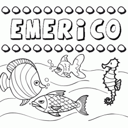 Dibujos de los nombres. Nombre Emerico para pintar, colorear e imprimir