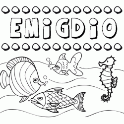Dibujos de los nombres. Nombre Emigdio para pintar, colorear e imprimir