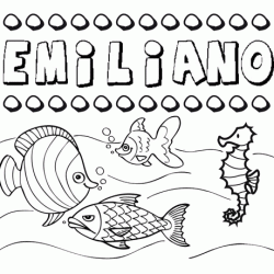 Dibujos de los nombres. Nombre Emiliano para pintar, colorear e imprimir