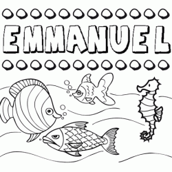 Dibujos de los nombres. Nombre Emmanuel para pintar, colorear e imprimir