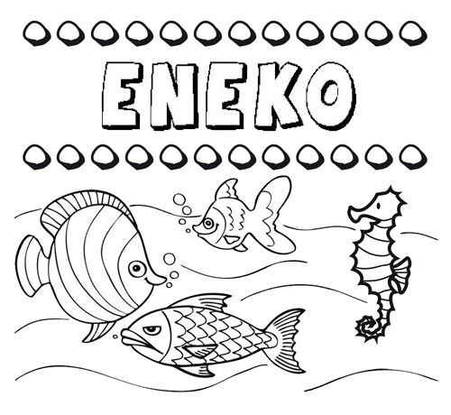 Dibujos de los nombres. Nombre Eneko para pintar, colorear e imprimir
